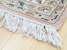 画像13: 美品 ペルシャ 絨毯 カシャーン 3m リビング ダイニング 大判 サイズ 297 x 198 cm n235 手織り トライバル ラグ 天然 ウール 敷物 マット カーペット ピンク メダリオン 草木 花 柄 ヴィンテージ ビンテージ (13)