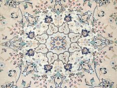 画像11: 美品 ペルシャ 絨毯 カシャーン 3m リビング ダイニング 大判 サイズ 297 x 198 cm n235 手織り トライバル ラグ 天然 ウール 敷物 マット カーペット ピンク メダリオン 草木 花 柄 ヴィンテージ ビンテージ (11)