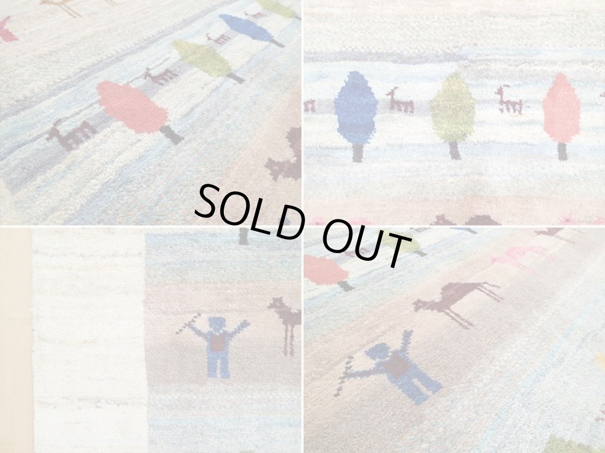 画像17: 新品 ペルシャ ギャッベ 2m リビング ダイニング サイズ 205 x 160 cm n203 ハンドメイド ギャベ 手織り トライバル ラグ 天然 ウール 敷物 マット カーペット クリーム マルチカラー グラデーション (17)