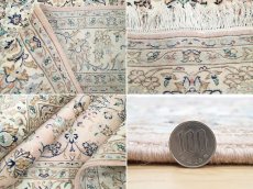 画像20: 美品 ペルシャ 絨毯 カシャーン 3m リビング ダイニング 大判 サイズ 297 x 198 cm n235 手織り トライバル ラグ 天然 ウール 敷物 マット カーペット ピンク メダリオン 草木 花 柄 ヴィンテージ ビンテージ (20)