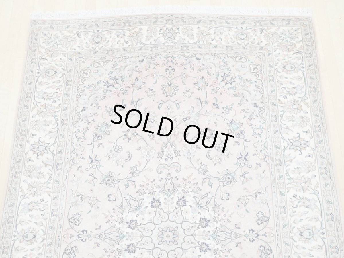 画像7: 美品 ペルシャ 絨毯 カシャーン 3m リビング ダイニング 大判 サイズ 297 x 198 cm n235 手織り トライバル ラグ 天然 ウール 敷物 マット カーペット ピンク メダリオン 草木 花 柄 ヴィンテージ ビンテージ (7)