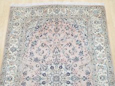 画像7: 美品 ペルシャ 絨毯 カシャーン 3m リビング ダイニング 大判 サイズ 297 x 198 cm n235 手織り トライバル ラグ 天然 ウール 敷物 マット カーペット ピンク メダリオン 草木 花 柄 ヴィンテージ ビンテージ (7)