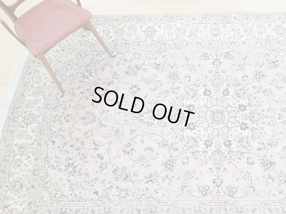 画像2: 美品 ペルシャ 絨毯 カシャーン 3m リビング ダイニング 大判 サイズ 297 x 198 cm n235 手織り トライバル ラグ 天然 ウール 敷物 マット カーペット ピンク メダリオン 草木 花 柄 ヴィンテージ ビンテージ (2)