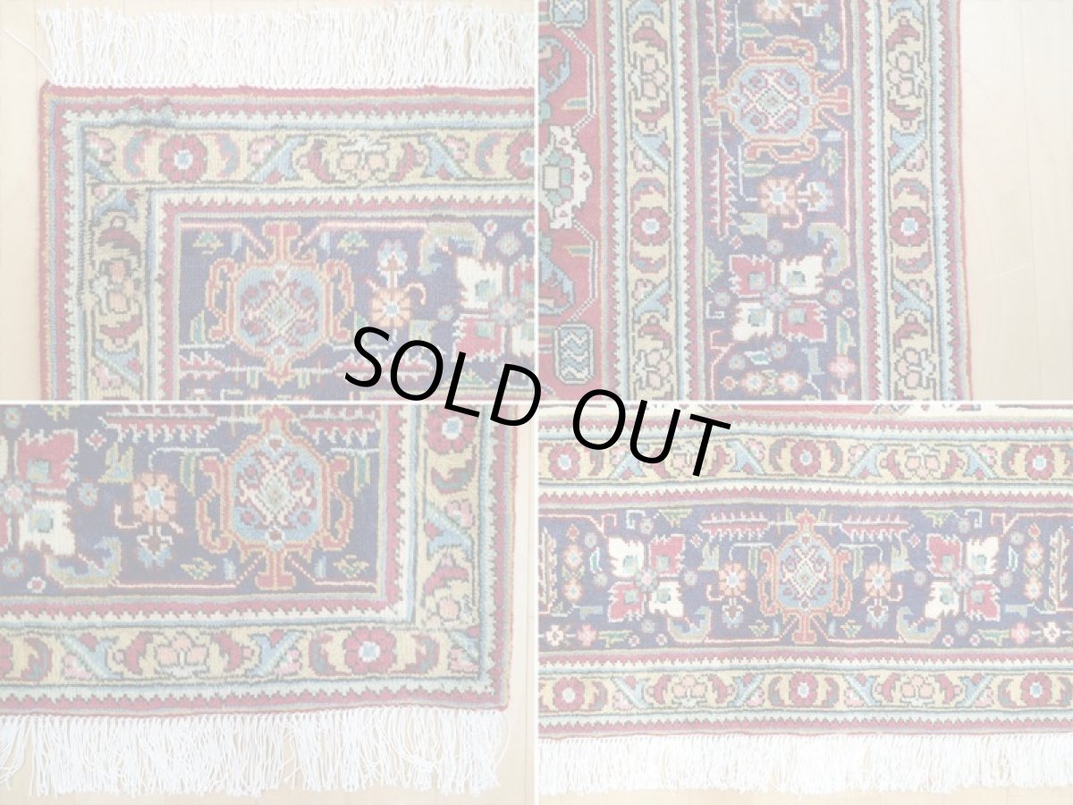 画像19: オールド ペルシャ 絨毯 タブリーズ 3m リビング ダイニング 大判 サイズ  297 x 195 cm P120 手織り トライバル ラグ 天然 ウール 敷物 マット カーペット 紺 赤 メダリオン 草木 花 柄 ヴィンテージ ビンテージ OLD (19)