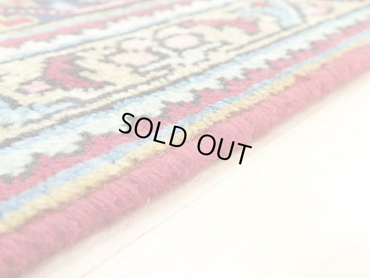 画像13: オールド ペルシャ 絨毯 タブリーズ 3m リビング ダイニング 大判 サイズ  297 x 195 cm P120 手織り トライバル ラグ 天然 ウール 敷物 マット カーペット 紺 赤 メダリオン 草木 花 柄 ヴィンテージ ビンテージ OLD (13)