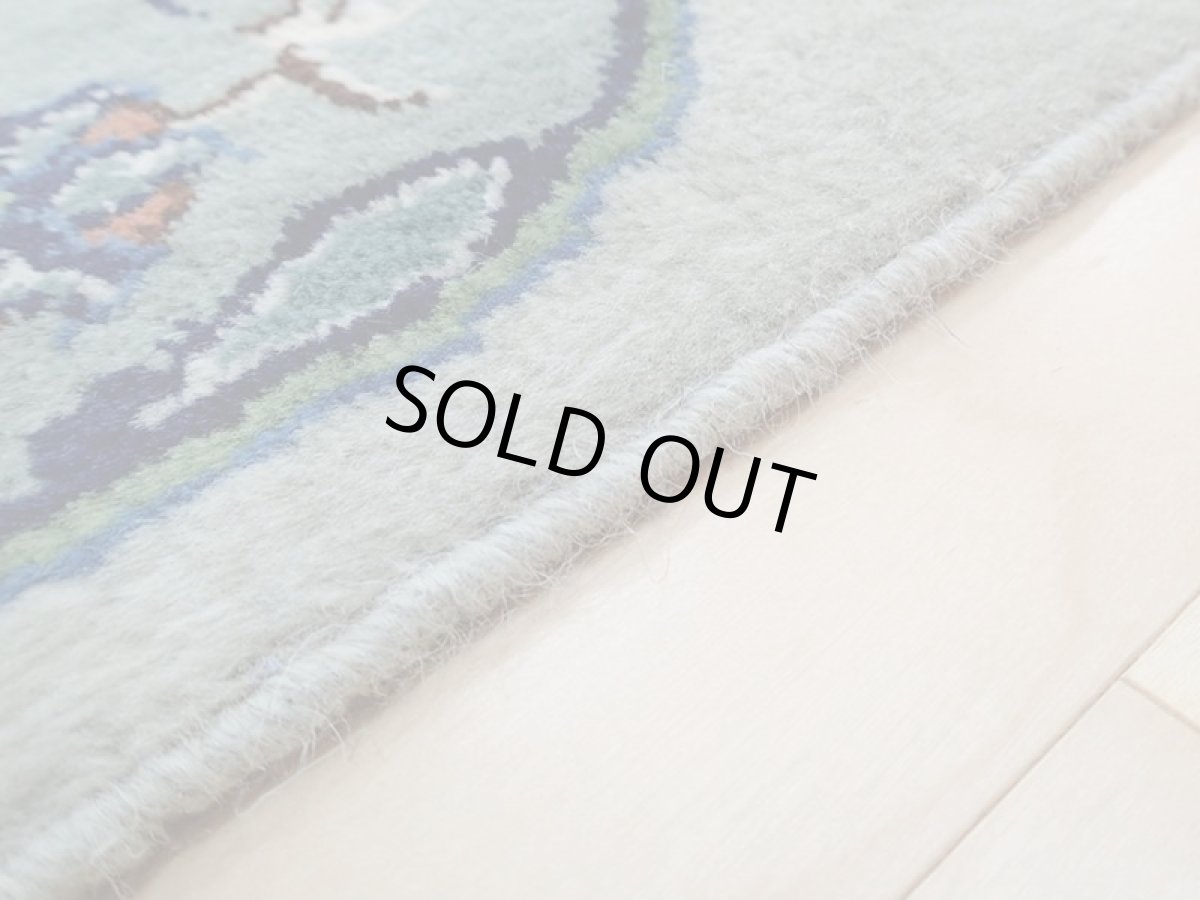 画像14: 美品 ペルシャ 絨毯 カシャーン 3.9m リビング ダイニング 大判 サイズ 386 x 243 cm n243 手織り トライバル ラグ 天然 ウール 敷物 マット カーペット エメラルドグリーン メダリオン 草木 花 ダルボリ 柄 ヴィンテージ ビンテージ (14)