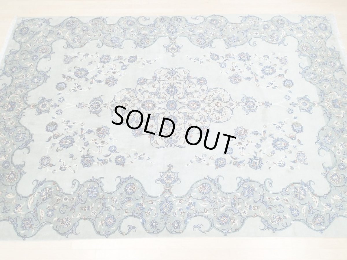 画像3: 美品 ペルシャ 絨毯 カシャーン 3.9m リビング ダイニング 大判 サイズ 386 x 243 cm n243 手織り トライバル ラグ 天然 ウール 敷物 マット カーペット エメラルドグリーン メダリオン 草木 花 ダルボリ 柄 ヴィンテージ ビンテージ (3)