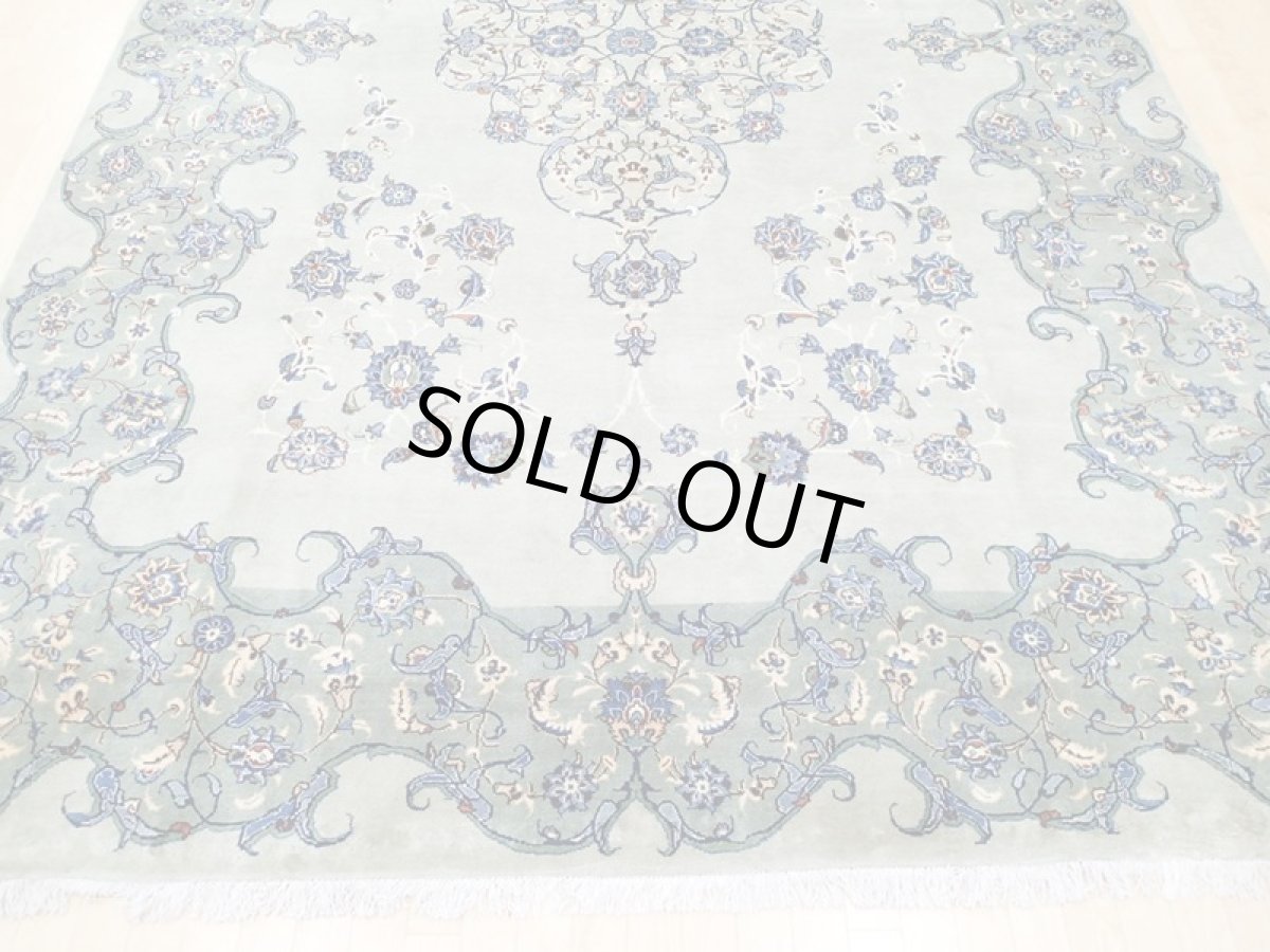 画像12: 美品 ペルシャ 絨毯 カシャーン 3.9m リビング ダイニング 大判 サイズ 386 x 243 cm n243 手織り トライバル ラグ 天然 ウール 敷物 マット カーペット エメラルドグリーン メダリオン 草木 花 ダルボリ 柄 ヴィンテージ ビンテージ (12)