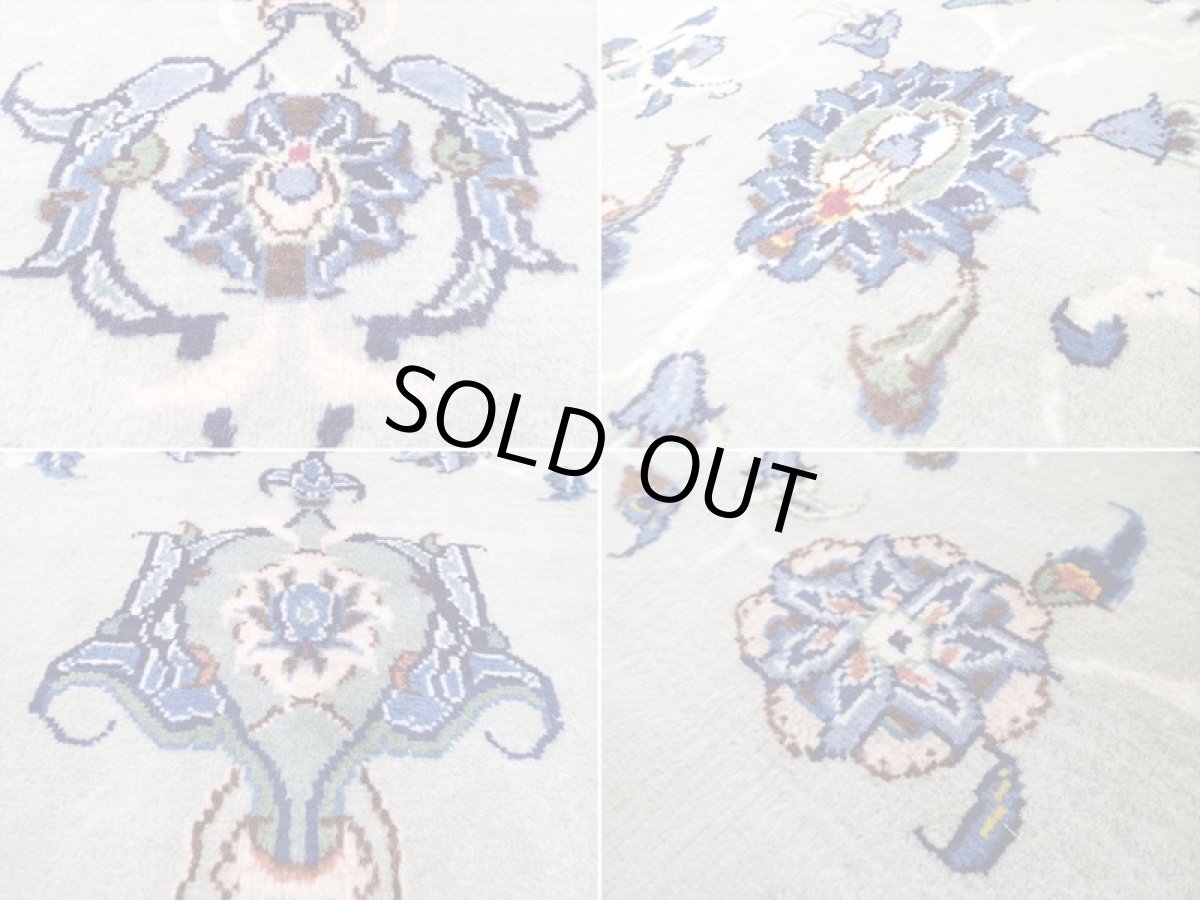 画像17: 美品 ペルシャ 絨毯 カシャーン 3.9m リビング ダイニング 大判 サイズ 386 x 243 cm n243 手織り トライバル ラグ 天然 ウール 敷物 マット カーペット エメラルドグリーン メダリオン 草木 花 ダルボリ 柄 ヴィンテージ ビンテージ (17)