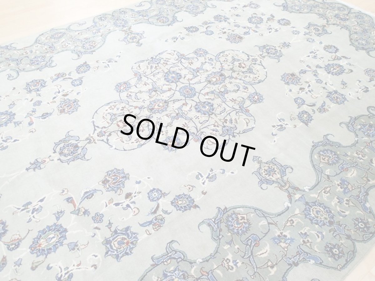 画像10: 美品 ペルシャ 絨毯 カシャーン 3.9m リビング ダイニング 大判 サイズ 386 x 243 cm n243 手織り トライバル ラグ 天然 ウール 敷物 マット カーペット エメラルドグリーン メダリオン 草木 花 ダルボリ 柄 ヴィンテージ ビンテージ (10)