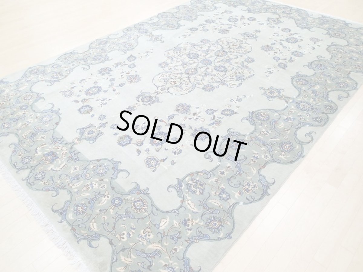 画像7: 美品 ペルシャ 絨毯 カシャーン 3.9m リビング ダイニング 大判 サイズ 386 x 243 cm n243 手織り トライバル ラグ 天然 ウール 敷物 マット カーペット エメラルドグリーン メダリオン 草木 花 ダルボリ 柄 ヴィンテージ ビンテージ (7)