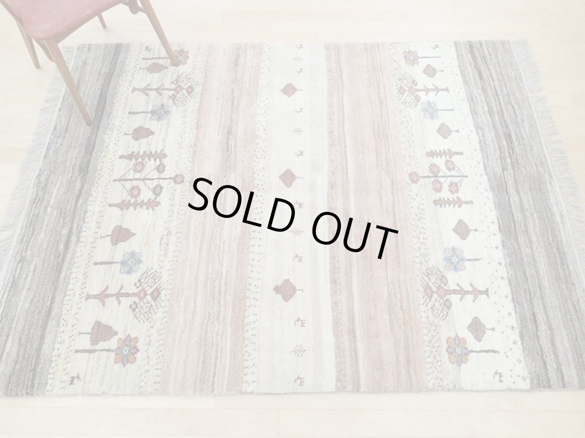 画像4: 新品 ペルシャ ギャッベ 2m リビング ダイニング サイズ 204 x 155 cm n205 ハンドメイド ギャベ 手織り トライバル ラグ 天然 ウール 敷物 マット カーペット クリーム ピンク マルチカラー グラデーション (4)