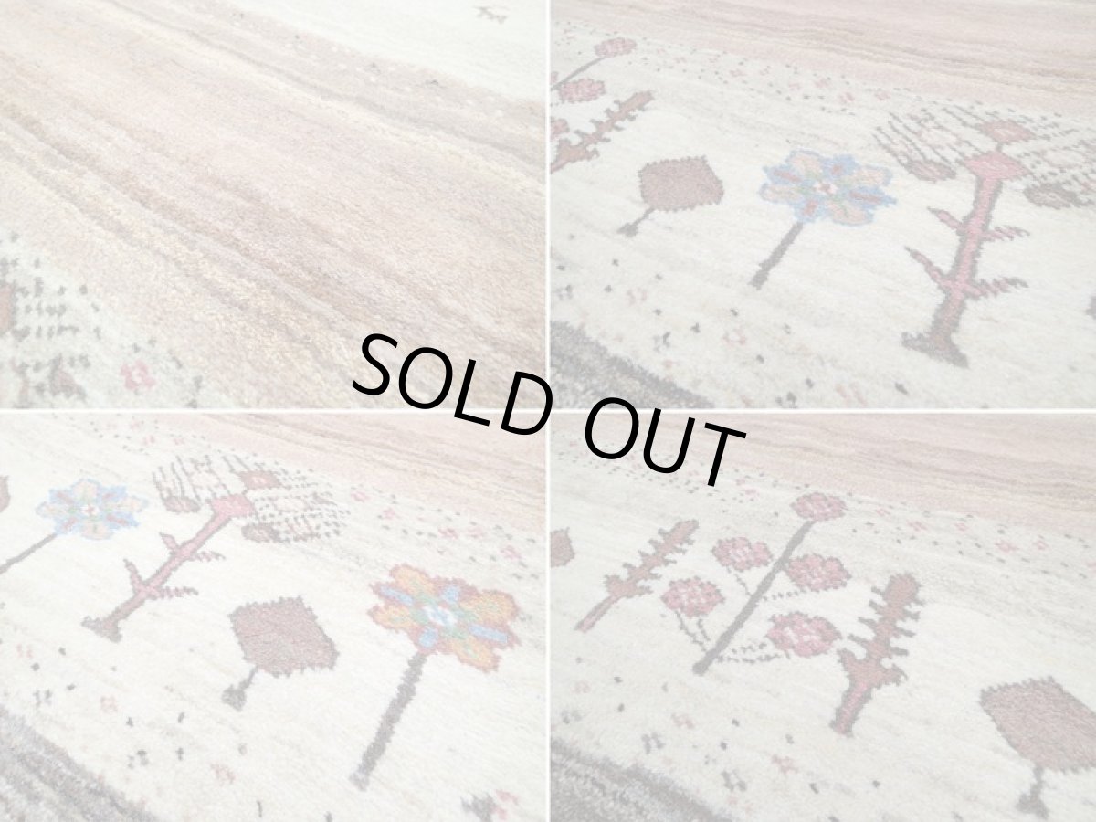 画像16: 新品 ペルシャ ギャッベ 2m リビング ダイニング サイズ 204 x 155 cm n205 ハンドメイド ギャベ 手織り トライバル ラグ 天然 ウール 敷物 マット カーペット クリーム ピンク マルチカラー グラデーション (16)