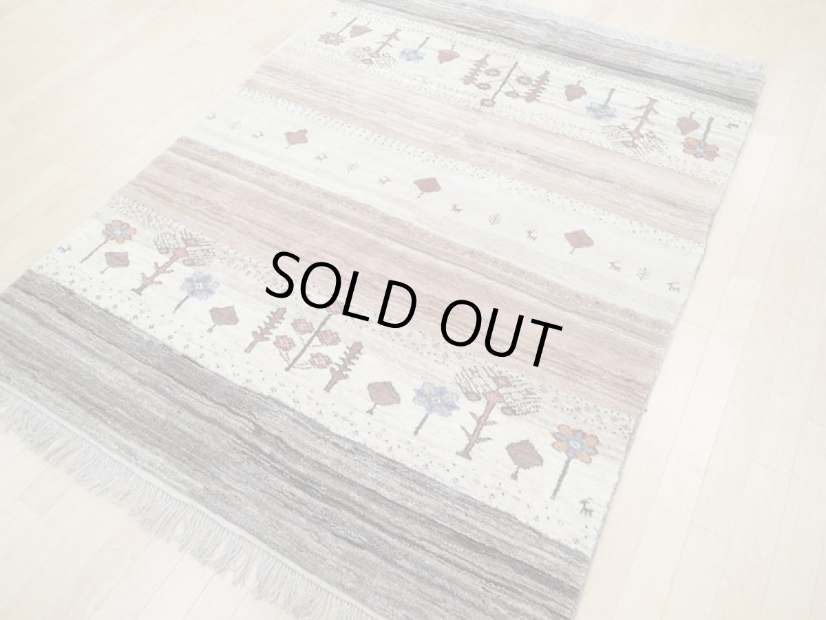 画像5: 新品 ペルシャ ギャッベ 2m リビング ダイニング サイズ 204 x 155 cm n205 ハンドメイド ギャベ 手織り トライバル ラグ 天然 ウール 敷物 マット カーペット クリーム ピンク マルチカラー グラデーション (5)