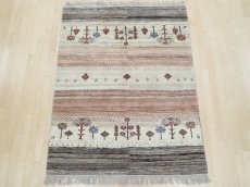 画像2: 新品 ペルシャ ギャッベ 2m リビング ダイニング サイズ 204 x 155 cm n205 ハンドメイド ギャベ 手織り トライバル ラグ 天然 ウール 敷物 マット カーペット クリーム ピンク マルチカラー グラデーション (2)