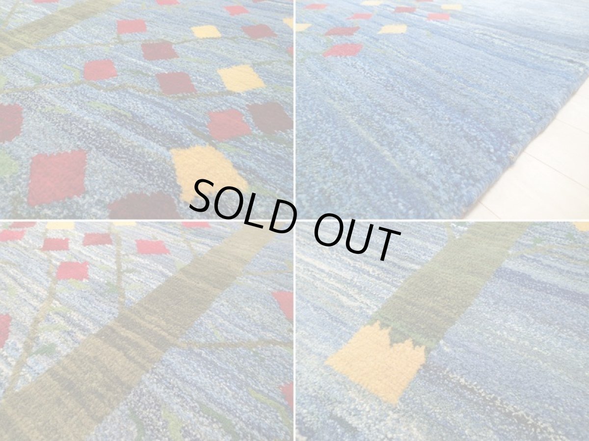 画像18: 新品 ペルシャ ギャッベ 2m リビング ダイニング サイズ 200 x 159 cm n206 ハンドメイド ギャベ 手織り トライバル ラグ 天然 ウール 敷物 マット カーペット 藍 紺 青 ザクロ 樹木 柄 (18)