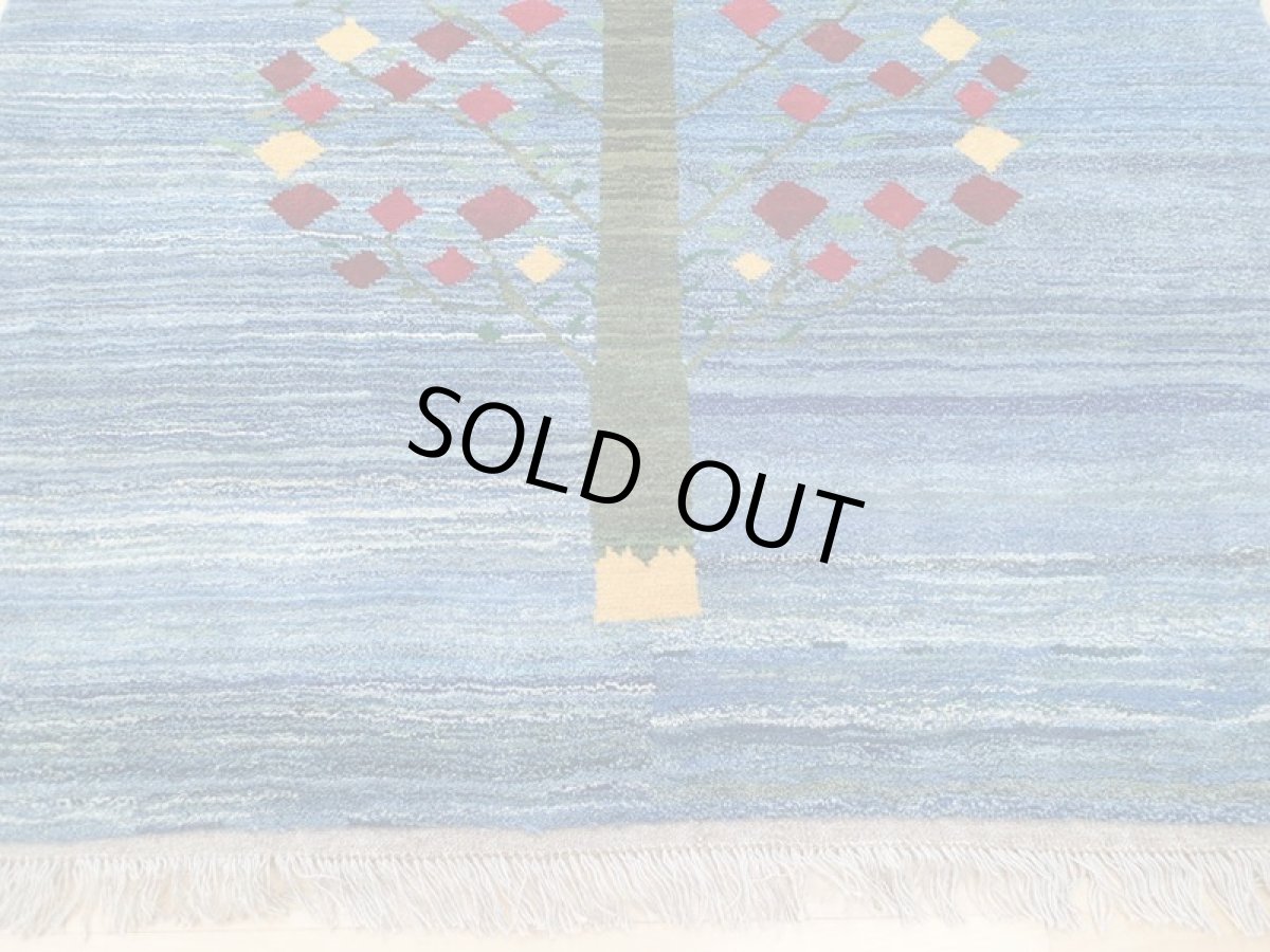 画像8: 新品 ペルシャ ギャッベ 2m リビング ダイニング サイズ 200 x 159 cm n206 ハンドメイド ギャベ 手織り トライバル ラグ 天然 ウール 敷物 マット カーペット 藍 紺 青 ザクロ 樹木 柄 (8)