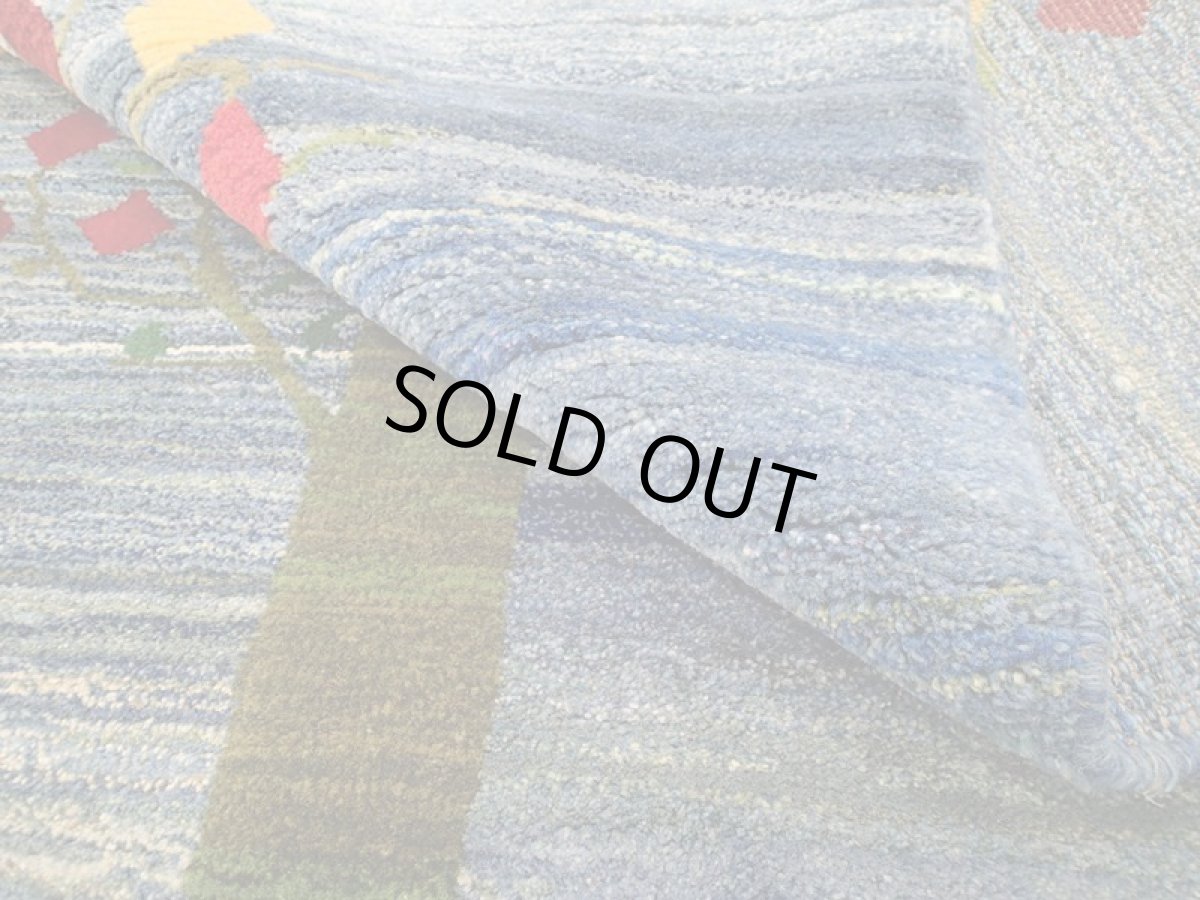 画像17: 新品 ペルシャ ギャッベ 2m リビング ダイニング サイズ 200 x 159 cm n206 ハンドメイド ギャベ 手織り トライバル ラグ 天然 ウール 敷物 マット カーペット 藍 紺 青 ザクロ 樹木 柄 (17)