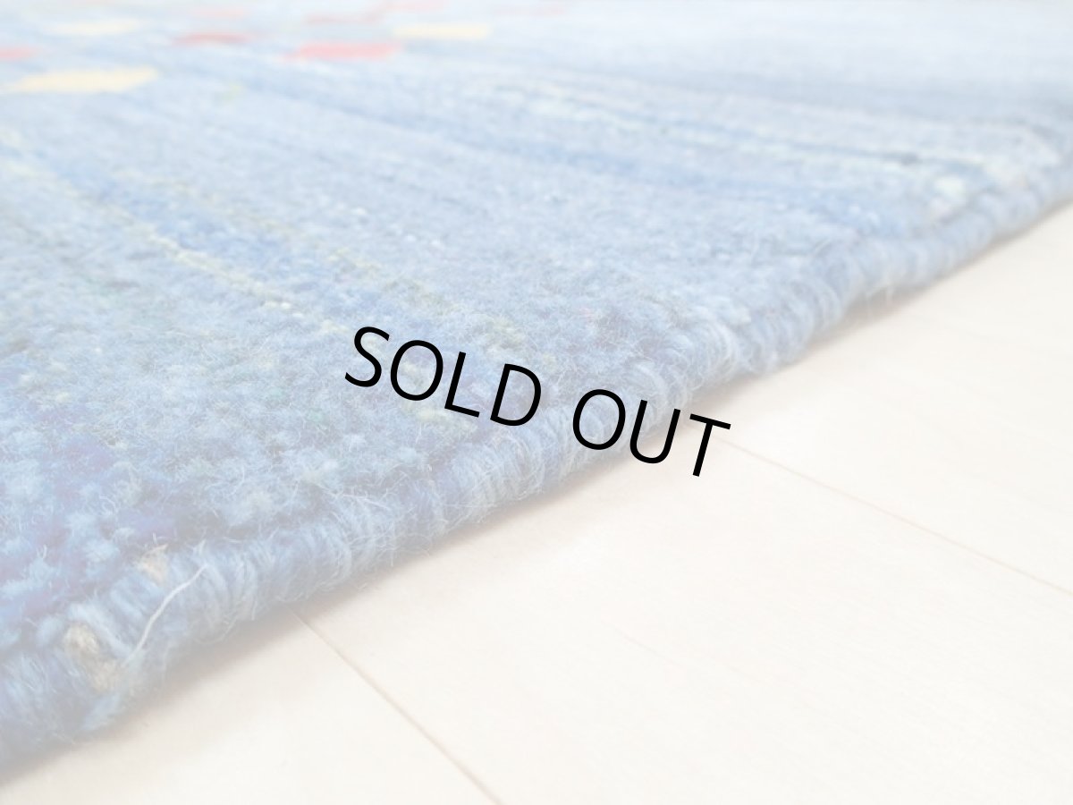 画像13: 新品 ペルシャ ギャッベ 2m リビング ダイニング サイズ 200 x 159 cm n206 ハンドメイド ギャベ 手織り トライバル ラグ 天然 ウール 敷物 マット カーペット 藍 紺 青 ザクロ 樹木 柄 (13)