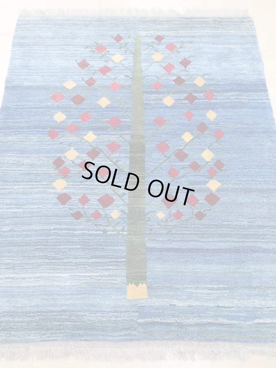 画像5: 新品 ペルシャ ギャッベ 2m リビング ダイニング サイズ 200 x 159 cm n206 ハンドメイド ギャベ 手織り トライバル ラグ 天然 ウール 敷物 マット カーペット 藍 紺 青 ザクロ 樹木 柄 (5)
