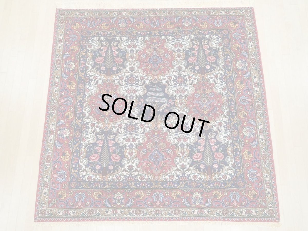 画像2: 新品同様 ペルシャ 絨毯 バクティアリ 2m スクエア 正方形 リビング ダイニング サイズ 207 x 207 cm 66 手織り トライバル ラグ 天然 ウール 敷物 マット カーペット カラフル ブロック 花柄 庭園 s-66-207207s009  (2)