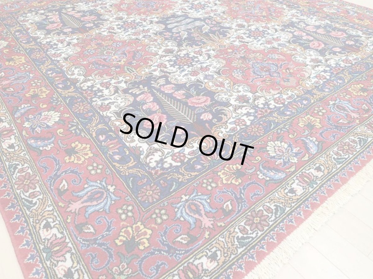 画像9: 新品同様 ペルシャ 絨毯 バクティアリ 2m スクエア 正方形 リビング ダイニング サイズ 207 x 207 cm 66 手織り トライバル ラグ 天然 ウール 敷物 マット カーペット カラフル ブロック 花柄 庭園 s-66-207207s009  (9)