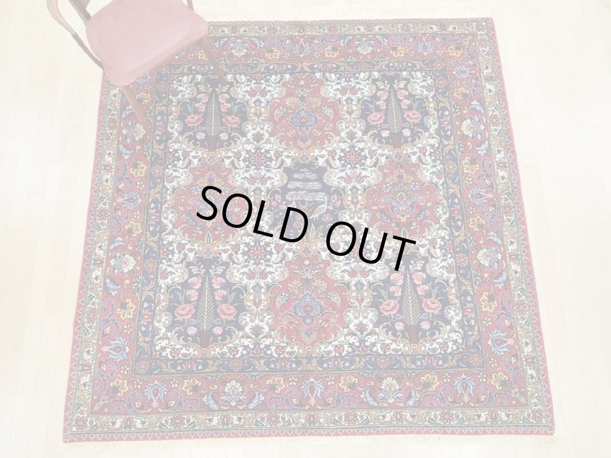 画像3: 新品同様 ペルシャ 絨毯 バクティアリ 2m スクエア 正方形 リビング ダイニング サイズ 207 x 207 cm 66 手織り トライバル ラグ 天然 ウール 敷物 マット カーペット カラフル ブロック 花柄 庭園 s-66-207207s009  (3)