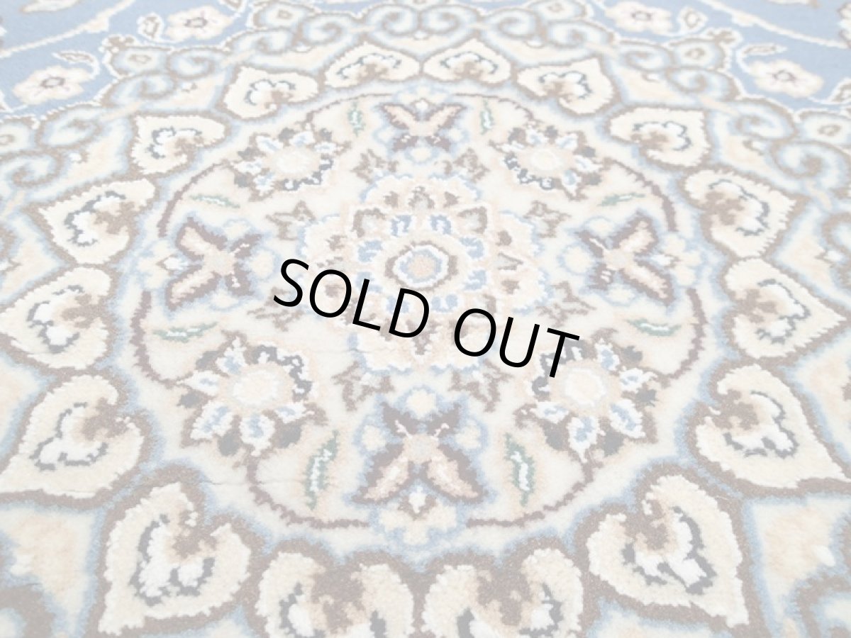 画像11: 新品 ペルシャ 絨毯 ナイン 9la ノーラー 1.5m センター ソファ サイズ 150 x 105 cm 91 ウール 手織り ラグ ハンドメイド カーペット 敷物 クラシック スタイル クリーム 生成り 白 青 (11)