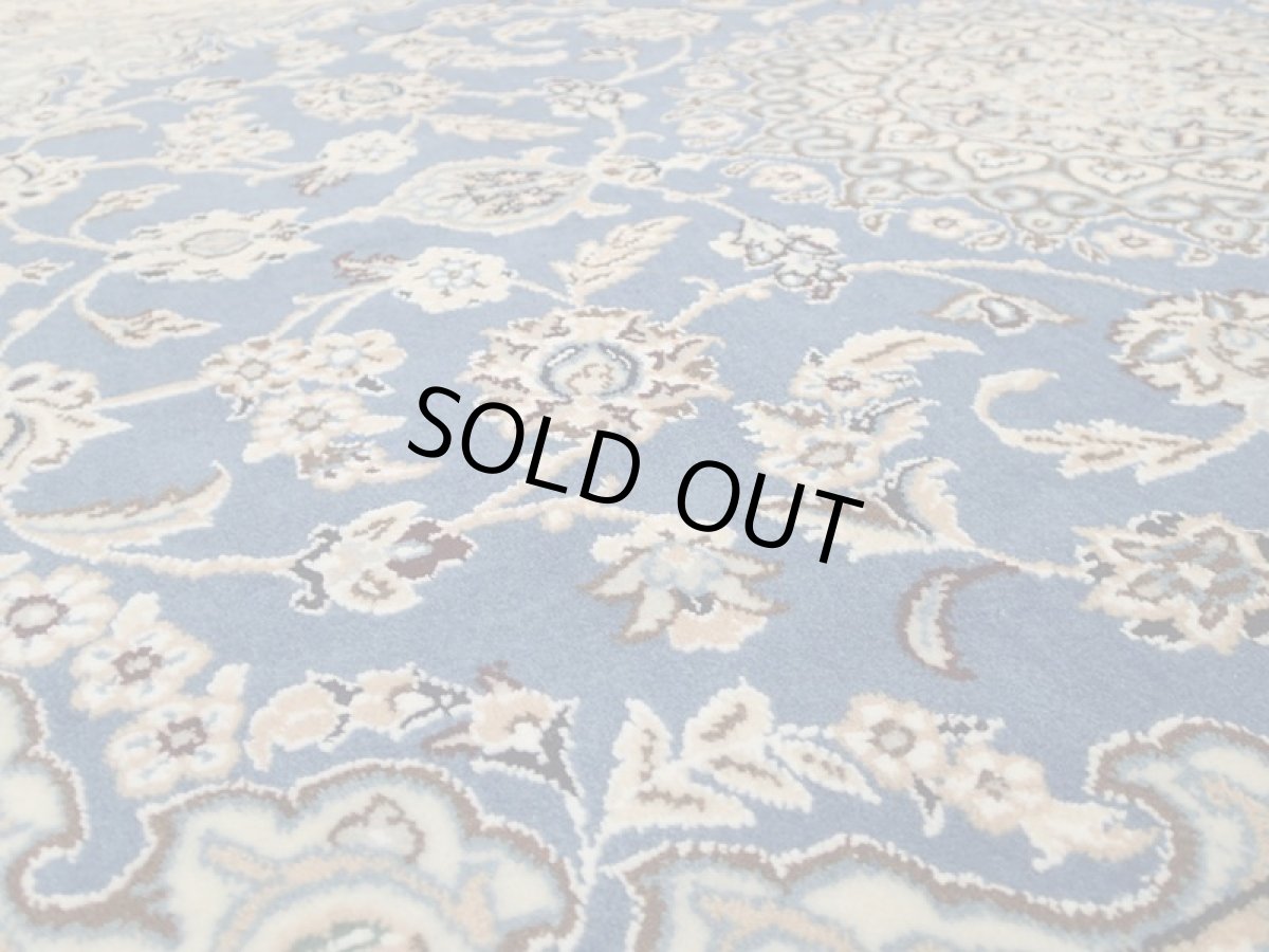 画像12: 新品 ペルシャ 絨毯 ナイン 9la ノーラー 1.5m センター ソファ サイズ 150 x 105 cm 91 ウール 手織り ラグ ハンドメイド カーペット 敷物 クラシック スタイル クリーム 生成り 白 青 (12)