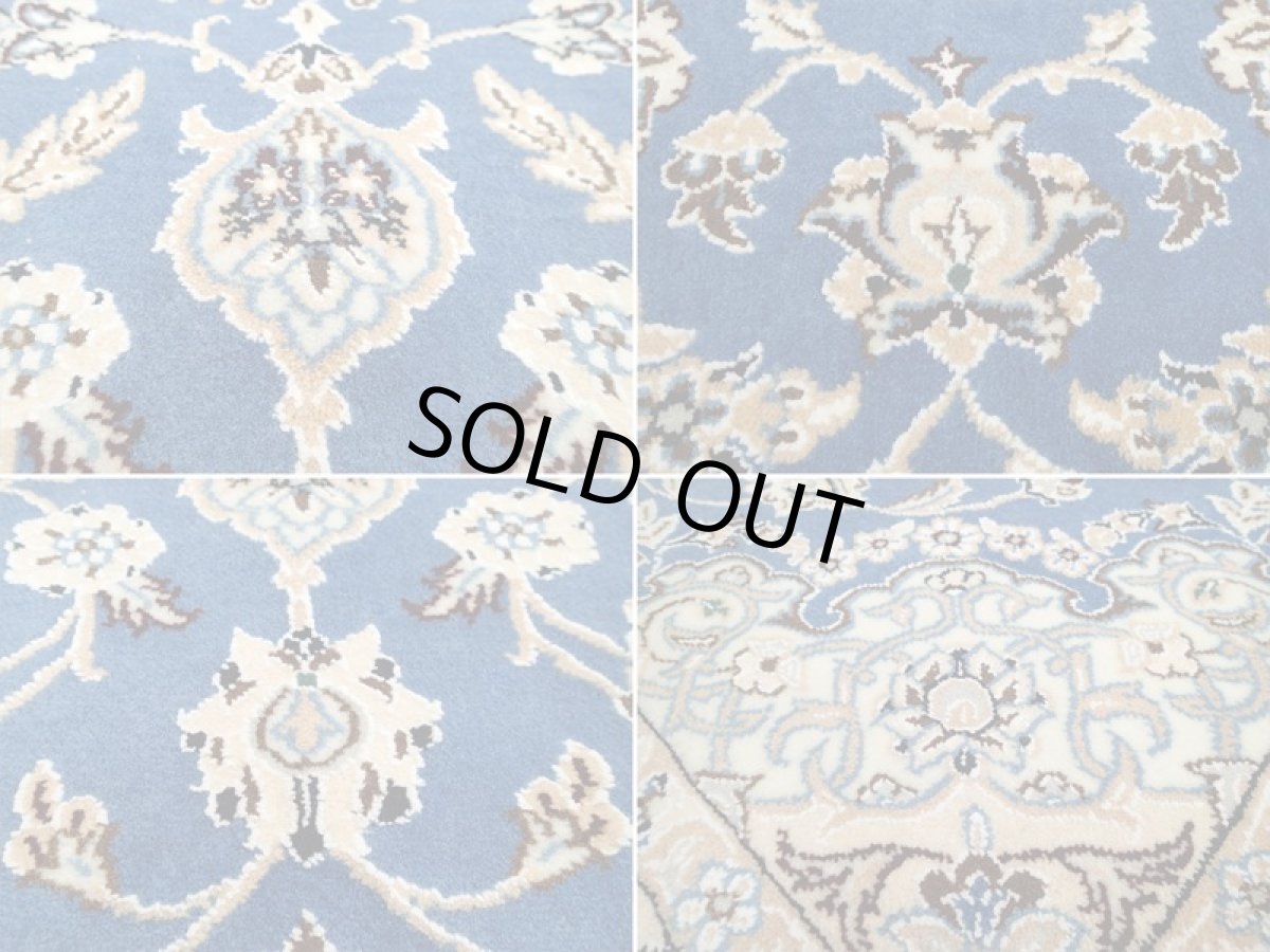 画像16: 新品 ペルシャ 絨毯 ナイン 9la ノーラー 1.5m センター ソファ サイズ 150 x 105 cm 91 ウール 手織り ラグ ハンドメイド カーペット 敷物 クラシック スタイル クリーム 生成り 白 青 (16)