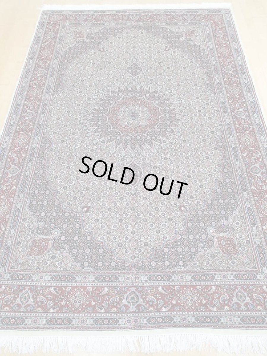 画像4: 新品 ペルシャ 絨毯 ムード 3m リビング ダイニング サイズ 290 x 195 cm 81 ウール シルク 手織り ラグ ハンドメイド カーペット 敷物 クリーム 紺 エンジ (4)