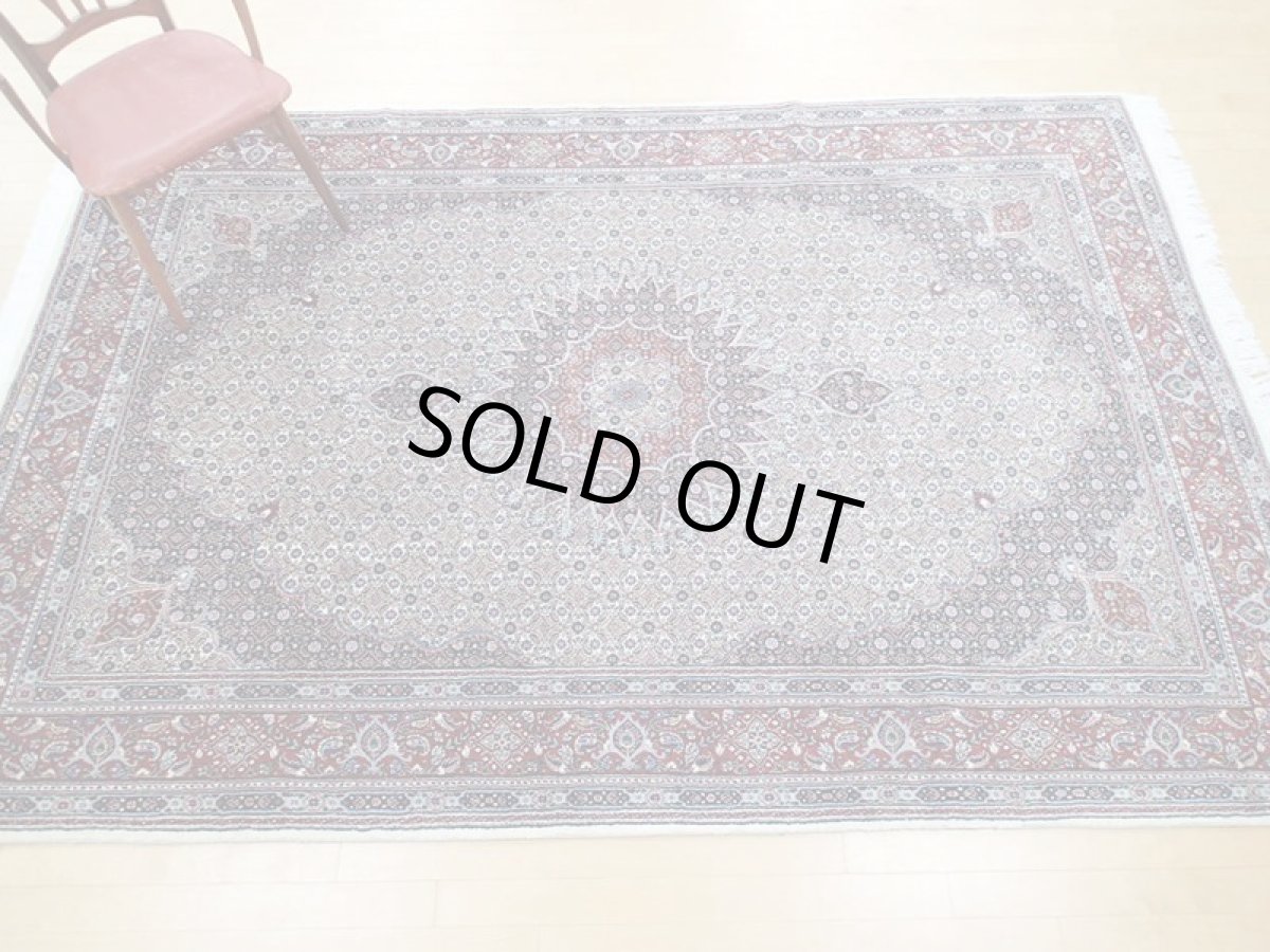 画像3: 新品 ペルシャ 絨毯 ムード 3m リビング ダイニング サイズ 290 x 195 cm 81 ウール シルク 手織り ラグ ハンドメイド カーペット 敷物 クリーム 紺 エンジ (3)