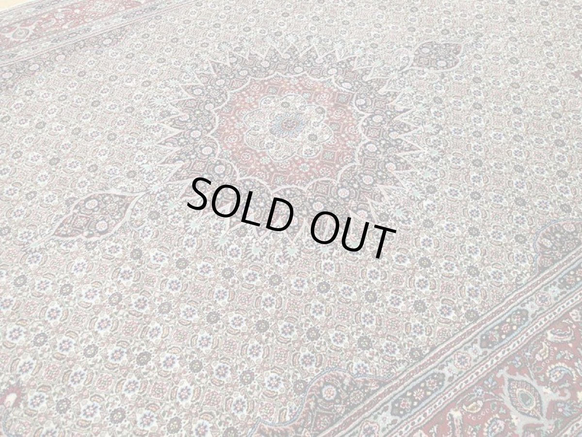 画像8: 新品 ペルシャ 絨毯 ムード 3m リビング ダイニング サイズ 290 x 195 cm 81 ウール シルク 手織り ラグ ハンドメイド カーペット 敷物 クリーム 紺 エンジ (8)