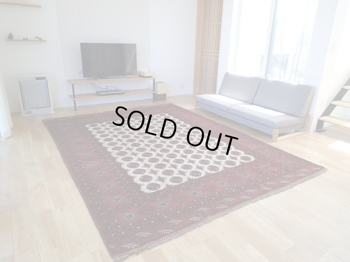 画像4: 新品 ペルシャ 絨毯 トルクメン 2.8m リビング ダイニング サイズ 285 x 215 cm 31 トライバル ラグ 天然 ウール 敷物 マット カーペット エンジ 赤 茶 クリーム 民族 柄 大判 (4)