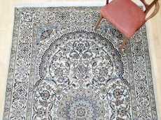 画像6: 美品 ペルシャ 絨毯 ナイン 9la 3m リビング ダイニング 大判 サイズ 300 x 192 cm n223 ウール 手織り ラグ ハンドメイド カーペット 敷物 クラシック スタイル クリーム アイボリー 生成り 白 青 ヴィンテージ (6)