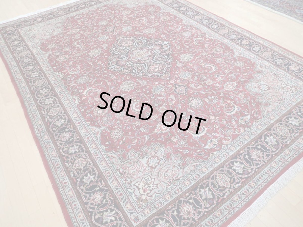 画像6: 美品 ペルシャ 絨毯 サルーク 3.5m リビング ダイニング 大判 サイズ 350 x 250 cm 67 ウール 手織り トライバル ラグ ハンドメイド マット カーペット 赤 ヴィンテージ  鮮やかで深みのある赤のコントラストが美しい (6)