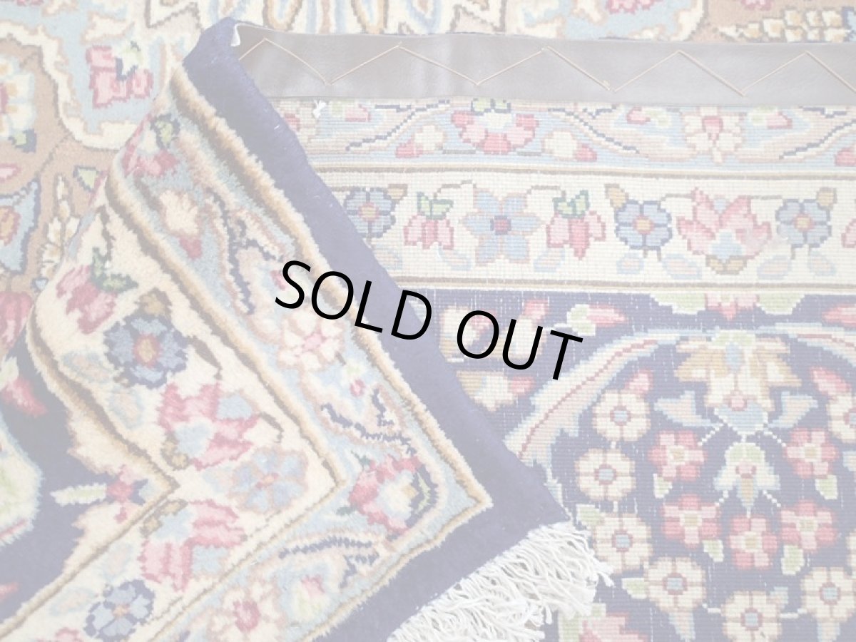 画像13: 美品 ペルシャ 絨毯 ケルマン 4m リビング ダイニング 大判 サイズ 408 x 304 cm 65 ウール 手織り トライバル ラグ ハンドメイド マット カーペット 青 ヴィンテージ  色鮮やかな花柄 (13)