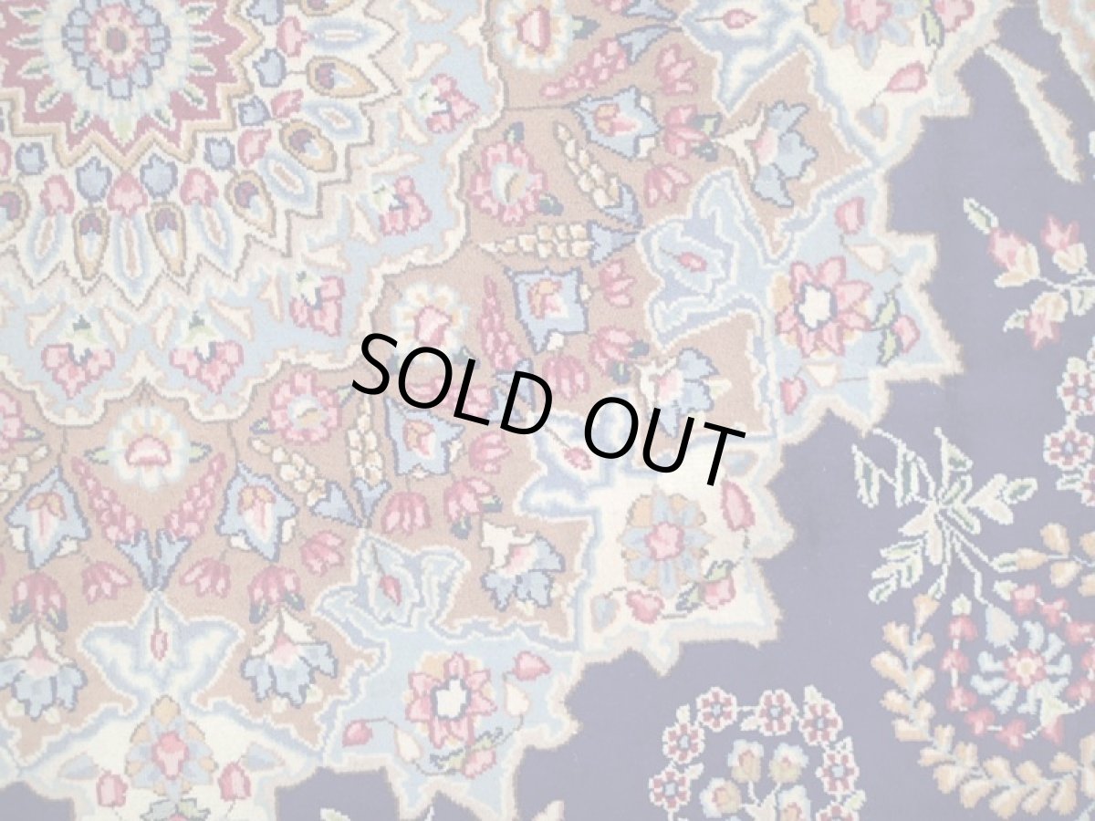 画像10: 美品 ペルシャ 絨毯 ケルマン 4m リビング ダイニング 大判 サイズ 408 x 304 cm 65 ウール 手織り トライバル ラグ ハンドメイド マット カーペット 青 ヴィンテージ  色鮮やかな花柄 (10)