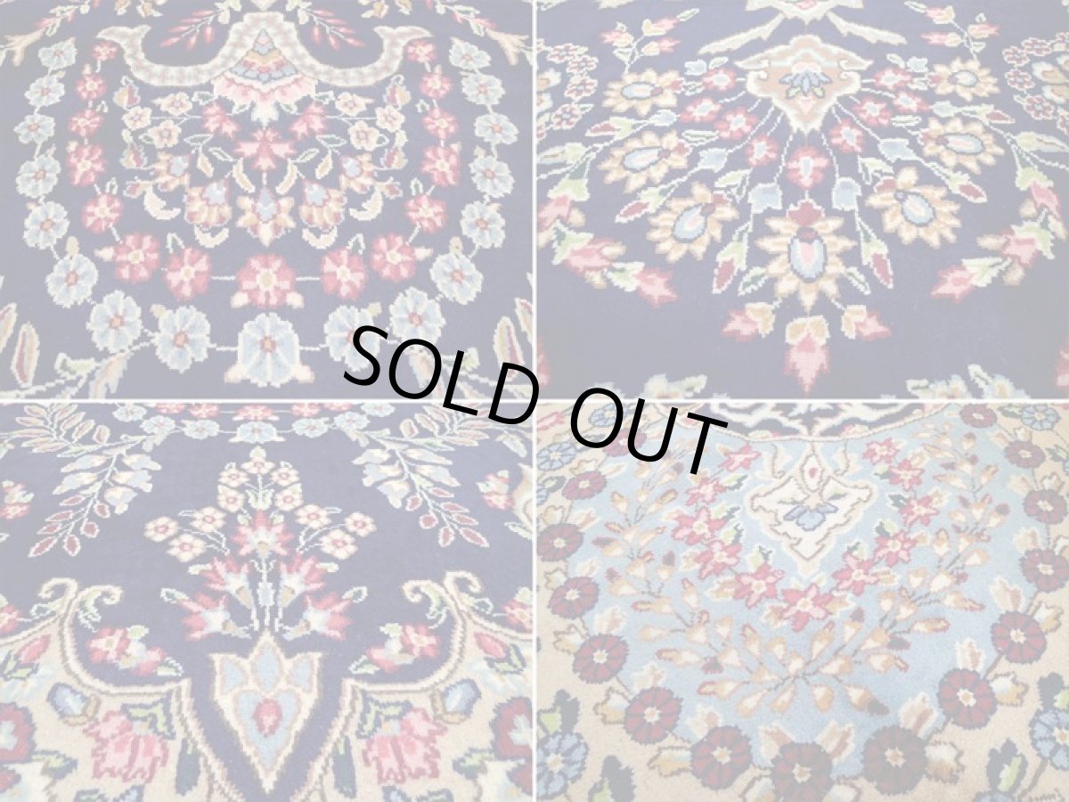 画像16: 美品 ペルシャ 絨毯 ケルマン 4m リビング ダイニング 大判 サイズ 408 x 304 cm 65 ウール 手織り トライバル ラグ ハンドメイド マット カーペット 青 ヴィンテージ  色鮮やかな花柄 (16)