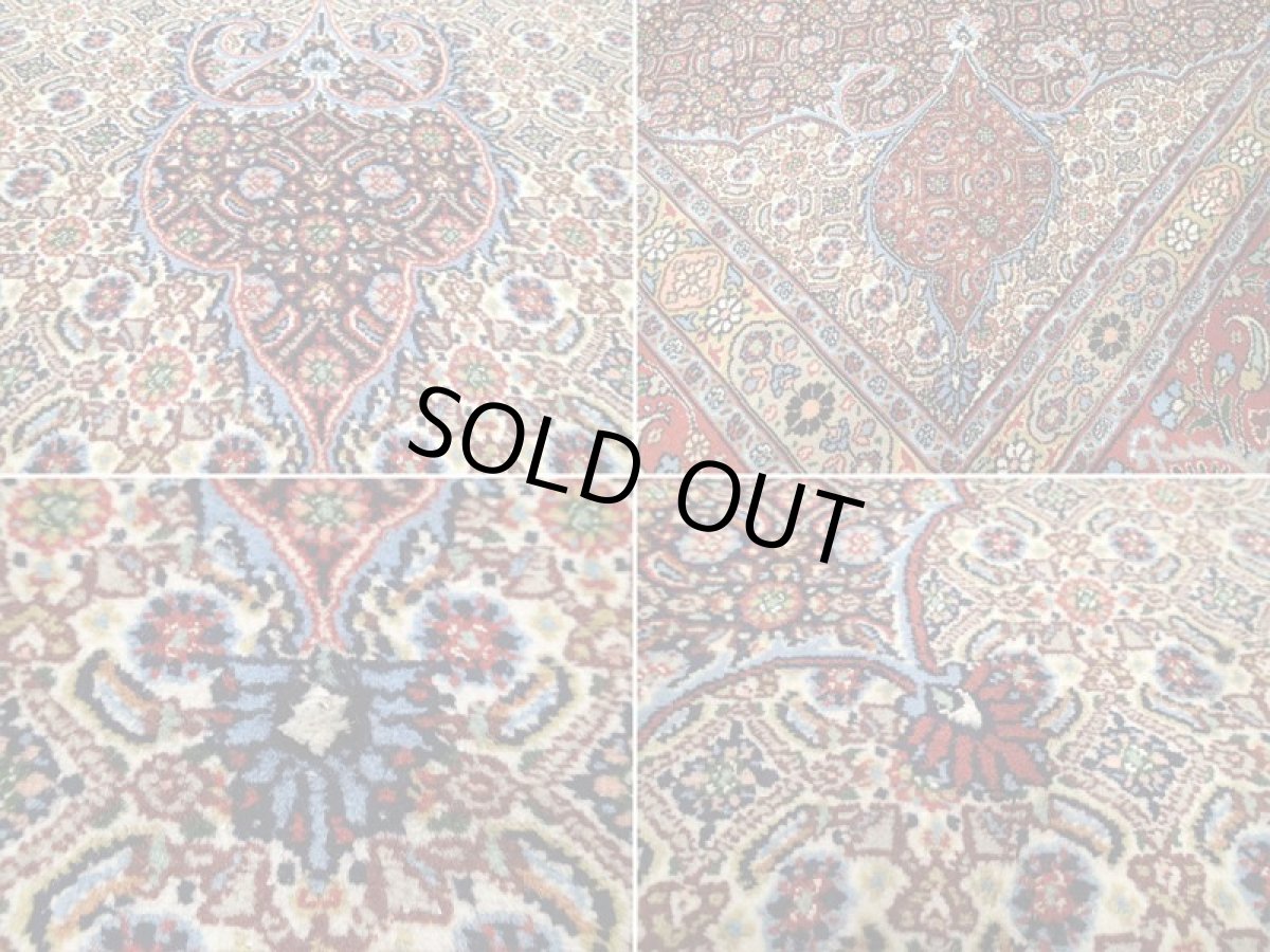 画像16: 新品 ペルシャ 絨毯 ムード 3.8m リビング ダイニング サイズ 388 x 290 cm 89 ウール シルク 手織り ラグ ハンドメイド カーペット 敷物 クリーム 紺 エンジ 弾力ある柔らかな毛足 10畳程度のお部屋にお勧め (16)