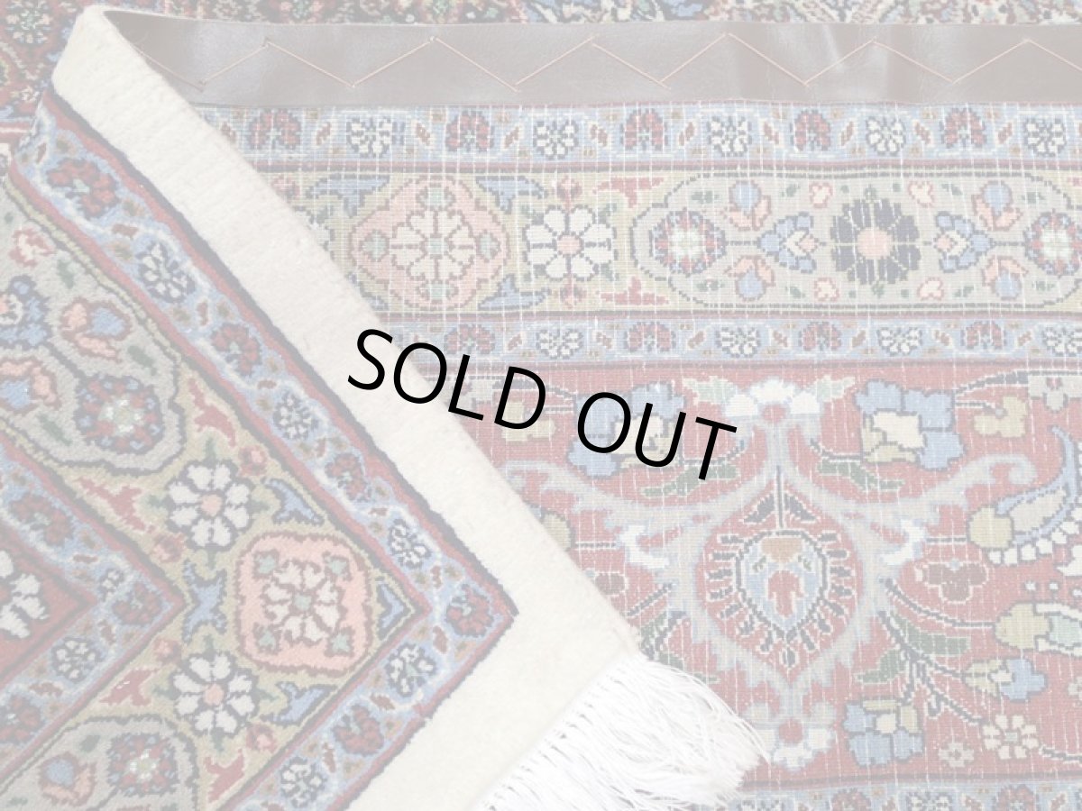 画像14: 新品 ペルシャ 絨毯 ムード 3.8m リビング ダイニング サイズ 388 x 290 cm 89 ウール シルク 手織り ラグ ハンドメイド カーペット 敷物 クリーム 紺 エンジ 弾力ある柔らかな毛足 10畳程度のお部屋にお勧め (14)