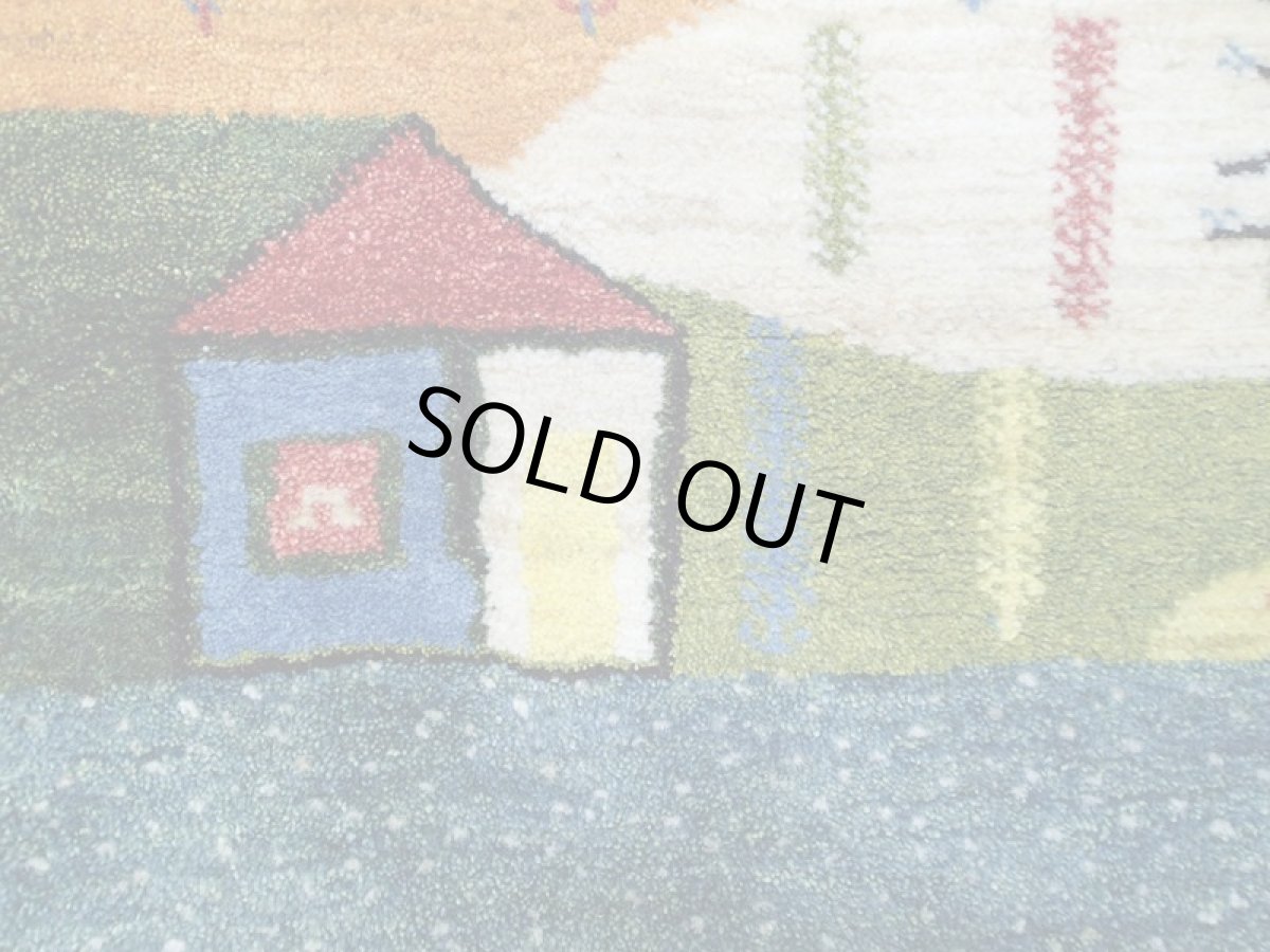 画像10: 新品 ペルシャ ギャッベ 1.3m アクセント サイズ 128 x 92 cm f182 ハンドメイド ギャベ 手織り トライバル ラグ 天然 ウール 敷物 マット カーペット クリーム　緑 オレンジ 青 藍 黄 風景 子供部屋や玄関マットにも (10)