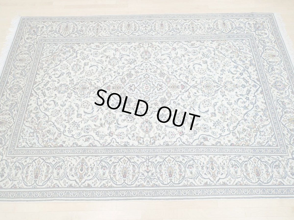 画像3: 美品 ペルシャ 絨毯 カシャーン 3.5m リビング ダイニング 大判 サイズ 350 x 240 cm n225 手織り トライバル ラグ 天然 ウール 敷物 マット カーペット 白 メダリオン 草木 花 柄 ヴィンテージ ビンテージ (3)