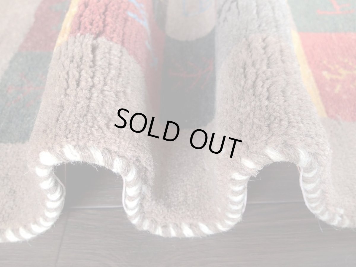 画像10: 新品 ペルシャ ギャッベ 玄関 マット 90cm サイズ 84 x 59 cm G68 ハンドメイド ギャベ 手織り トライバル ラグ 天然 ウール 敷物 カーペット 鹿 動物 生命の木 茶 マルチカラー 子供部屋や玄関ドアマットのアクセントに (10)