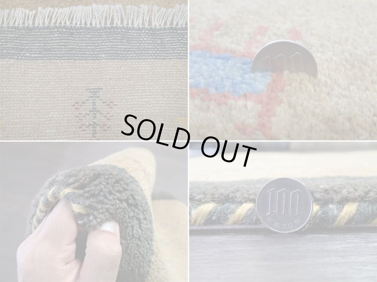 画像20: 新品 ペルシャ ギャッベ 玄関 マット 90cm サイズ 88 x 63 cm 64 肉厚 ウール ハンドメイド ギャベ 手織り トライバル ラグ 天然 敷物 カーペット 深緑 黄土色 玄関ドアマットのアクセントに (20)