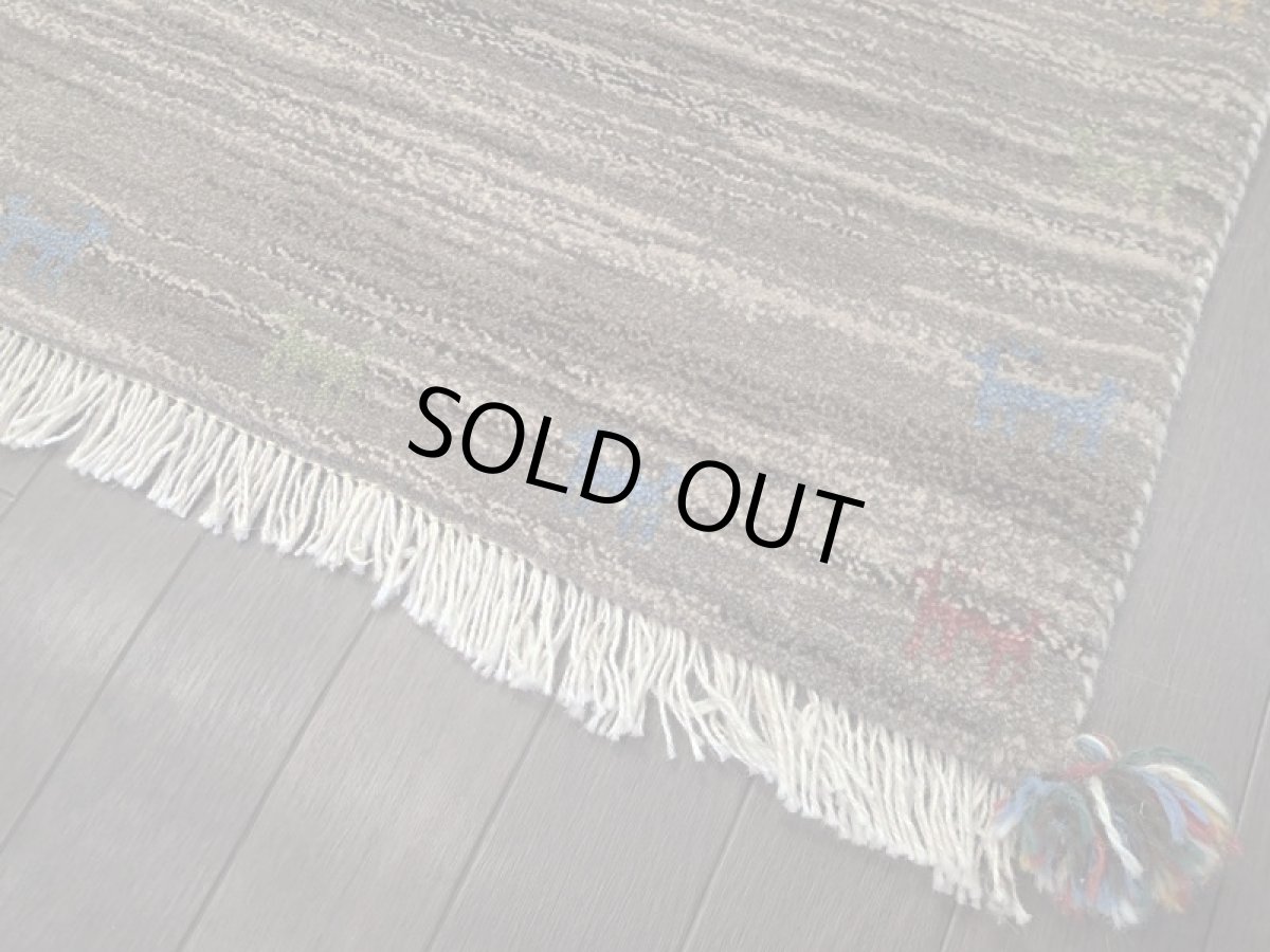 画像11: 新品 ペルシャ ギャッベ 玄関 マット 90cm サイズ 80 x 64 cm C99 肉厚 ウール ハンドメイド ギャベ 手織り トライバル ラグ 天然 敷物 カーペット 茶 灰 マルチカラー 鹿 玄関ドアマットのアクセントに (11)