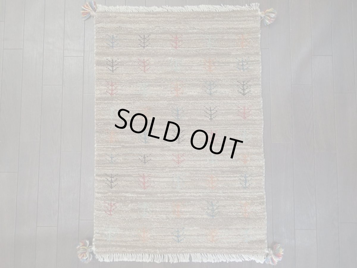 画像2: 新品 ペルシャ ギャッベ 玄関 マット 90cm サイズ 87 x 60 cm C97 肉厚 ウール ハンドメイド ギャベ 手織り トライバル ラグ 天然 敷物 カーペット 茶 灰 マルチカラー 生命の木 玄関ドアマットのアクセントに (2)