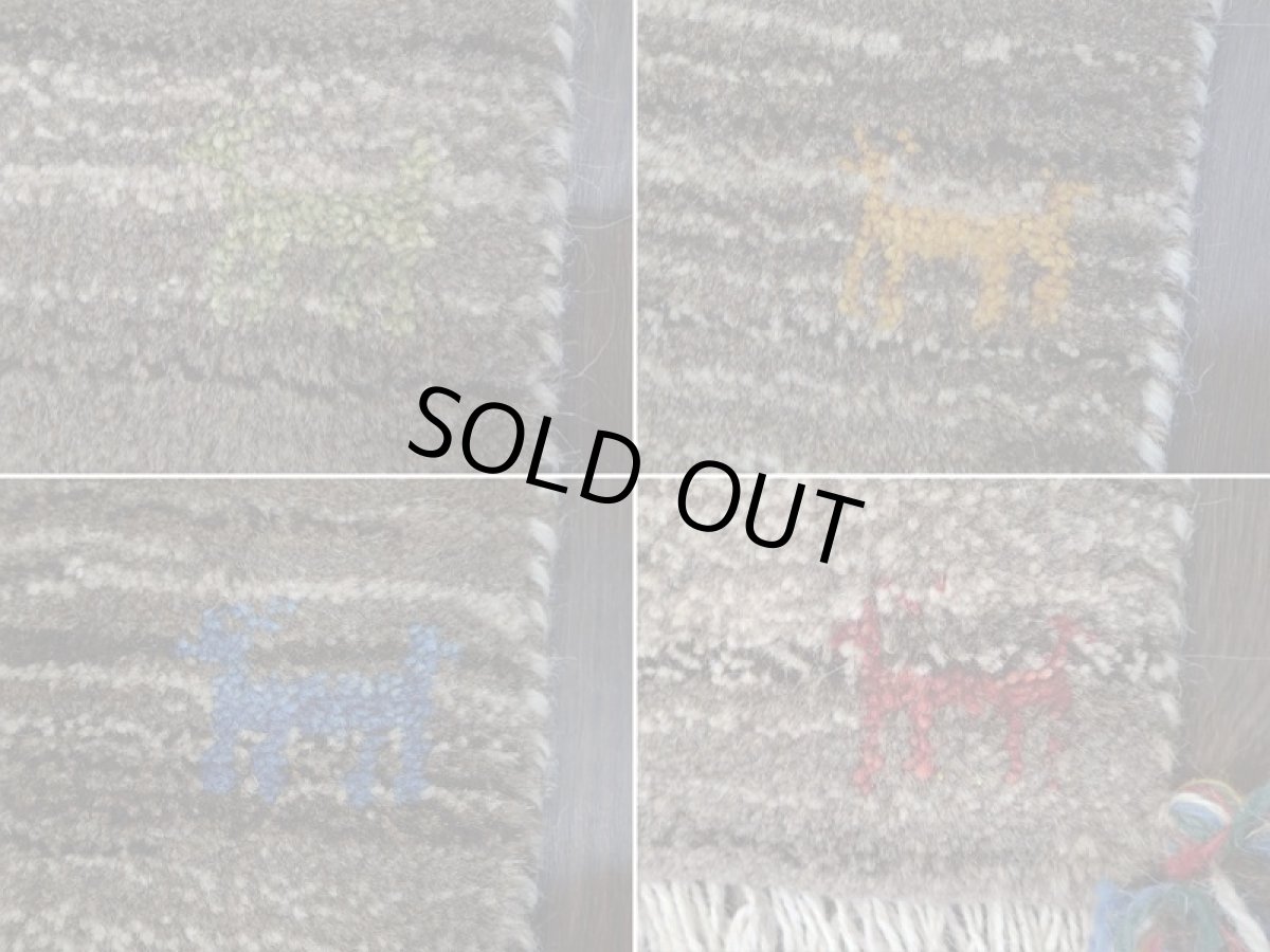 画像17: 新品 ペルシャ ギャッベ 玄関 マット 90cm サイズ 80 x 64 cm C99 肉厚 ウール ハンドメイド ギャベ 手織り トライバル ラグ 天然 敷物 カーペット 茶 灰 マルチカラー 鹿 玄関ドアマットのアクセントに (17)