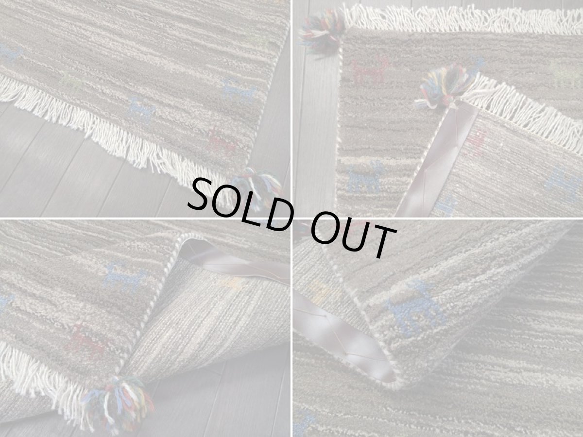 画像19: 新品 ペルシャ ギャッベ 玄関 マット 90cm サイズ 80 x 64 cm C99 肉厚 ウール ハンドメイド ギャベ 手織り トライバル ラグ 天然 敷物 カーペット 茶 灰 マルチカラー 鹿 玄関ドアマットのアクセントに (19)