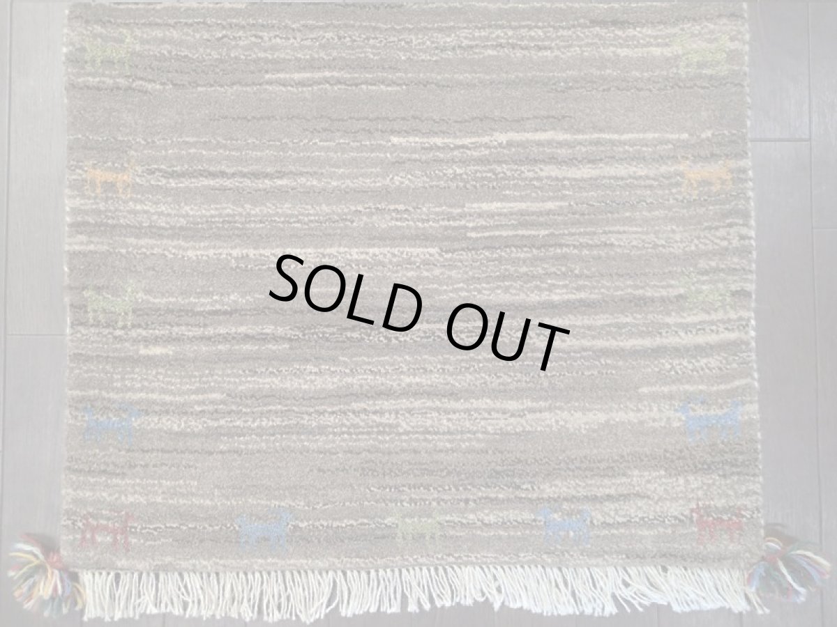 画像8: 新品 ペルシャ ギャッベ 玄関 マット 90cm サイズ 80 x 64 cm C99 肉厚 ウール ハンドメイド ギャベ 手織り トライバル ラグ 天然 敷物 カーペット 茶 灰 マルチカラー 鹿 玄関ドアマットのアクセントに (8)